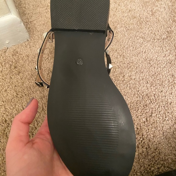 Black leather pyramid studded gladiator sandals - Picture 5 of 8